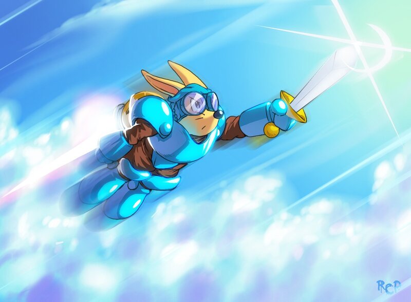 Rabbit knight in flight