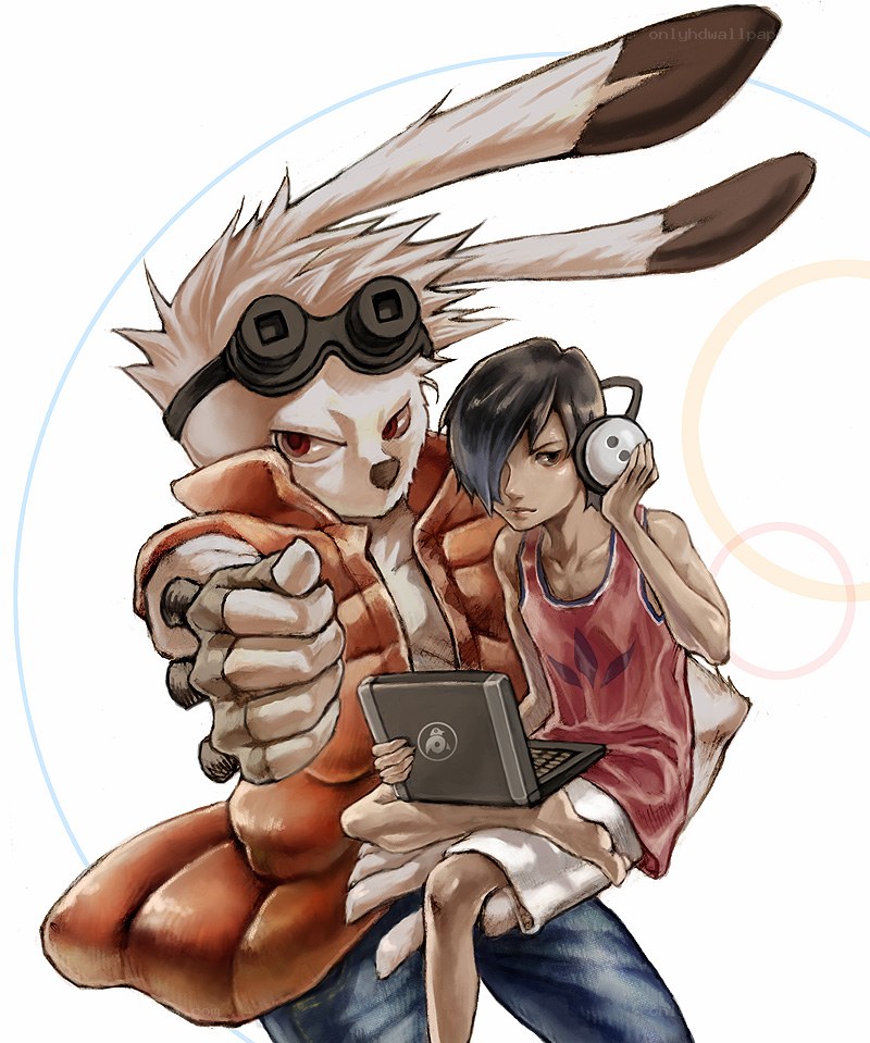rabbit-like character with child