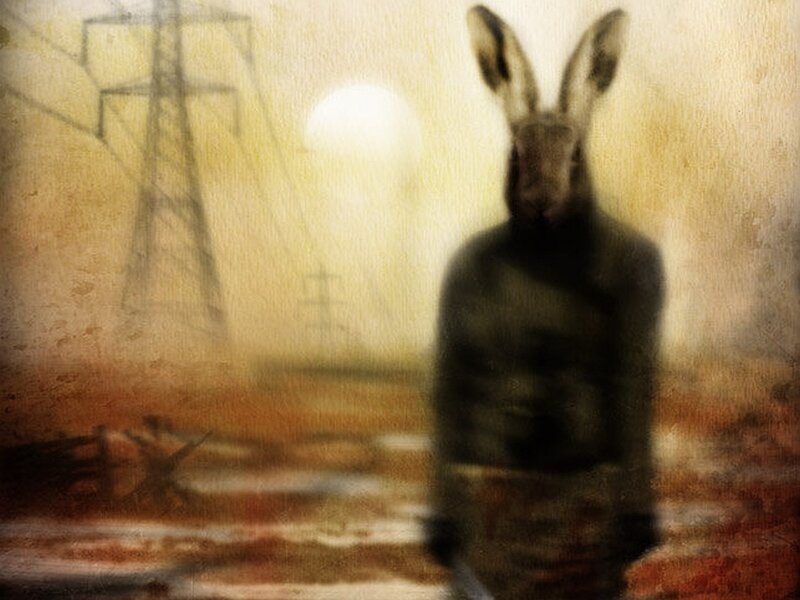 rabbit-like figure in fog
