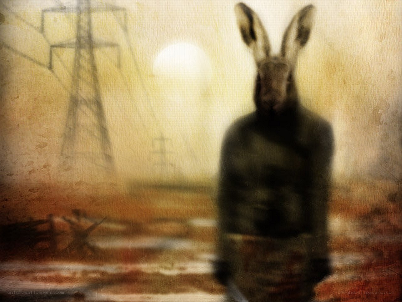 rabbit-like figure in fog