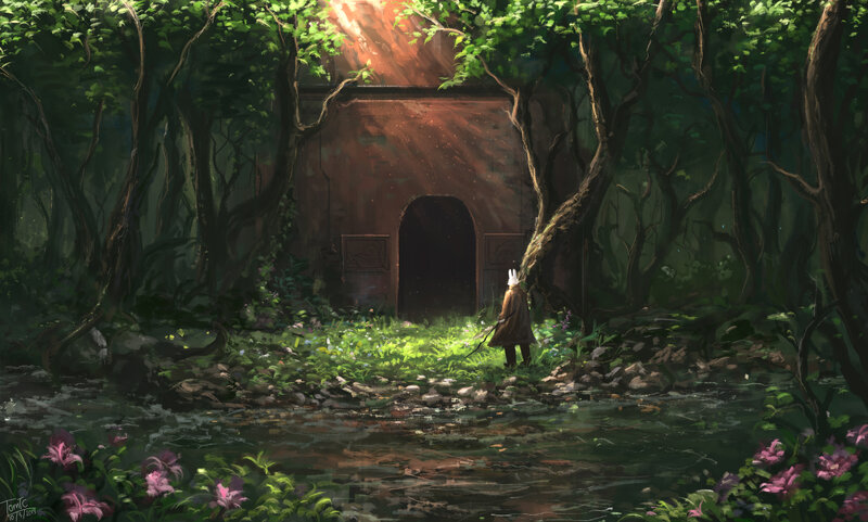 Rabbit-like Figure in Forest