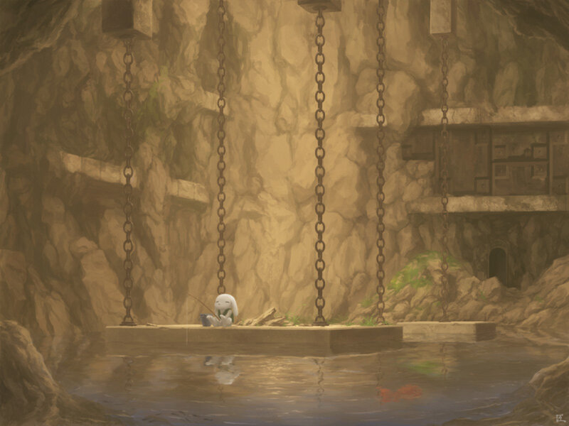 rabbit on a floating platform