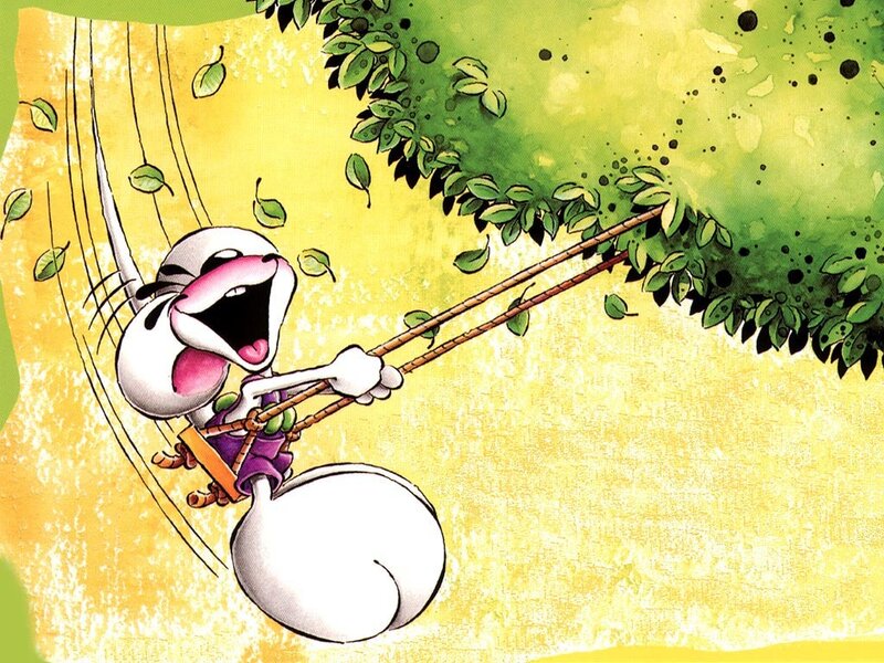 rabbit on a vine swing