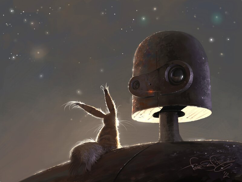 rabbit on robot shoulder