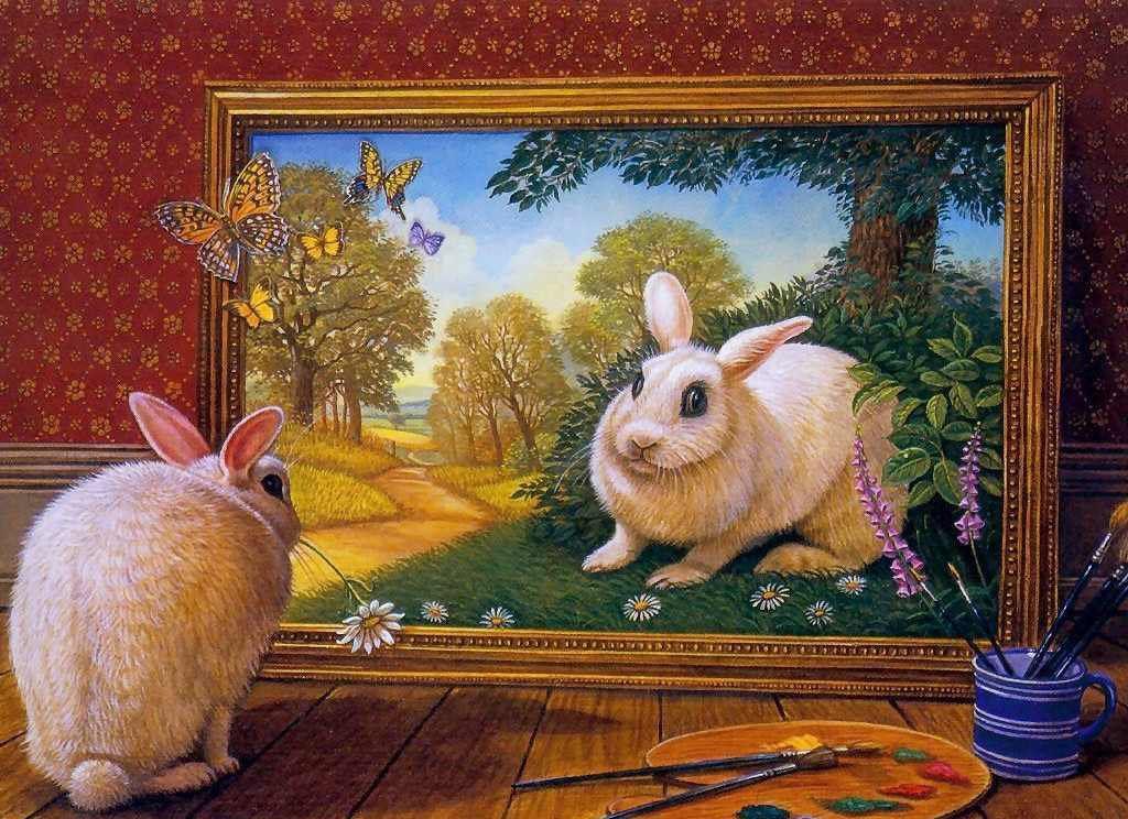 rabbit painting a rabbit