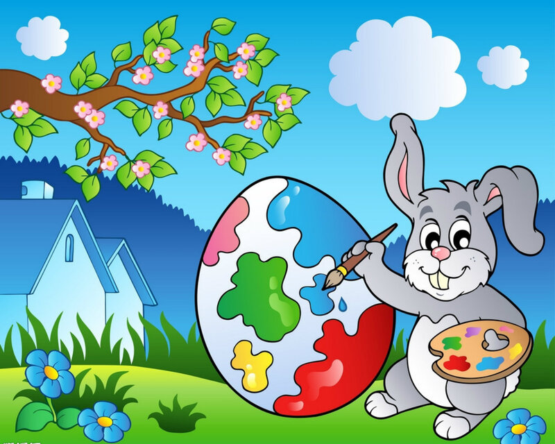 Rabbit Painting Egg — Green