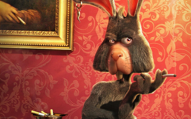 rabbit smoking a cigarette