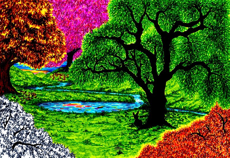 Rabbit under Tree — Green