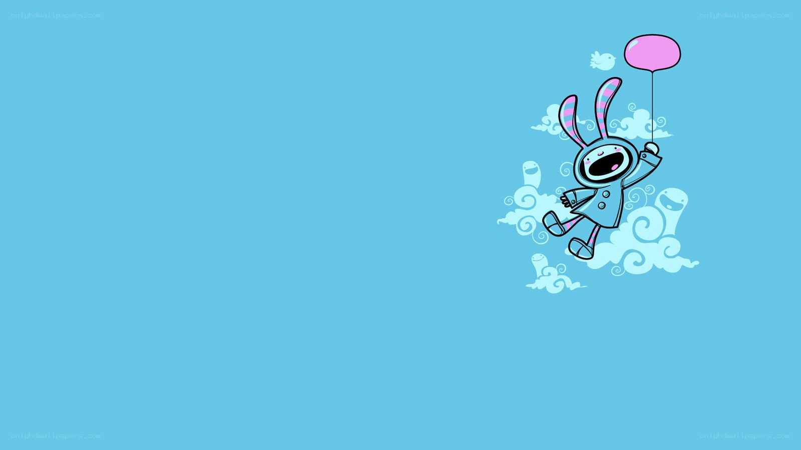 rabbit with balloon in sky