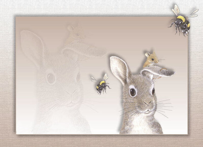 Rabbit with bees and mouse