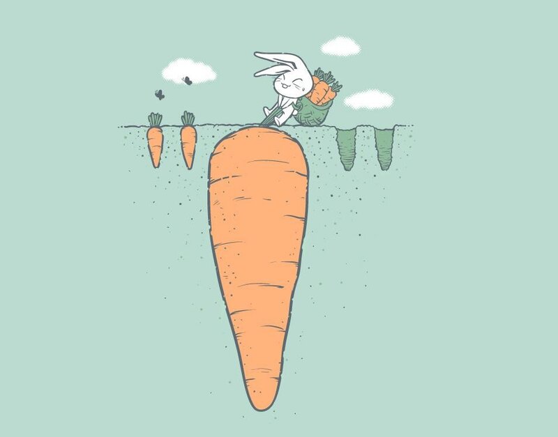 Rabbit with Carrots — Light Green