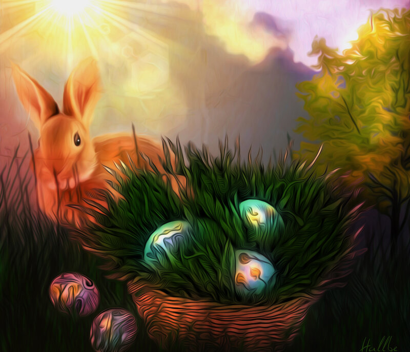 Rabbit with Easter Eggs