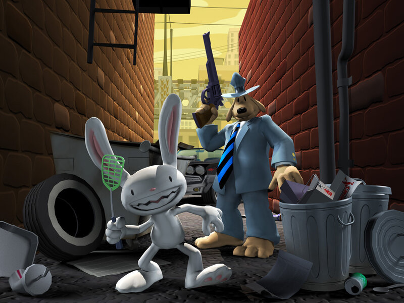 Rabbit with fly swatter in alley
