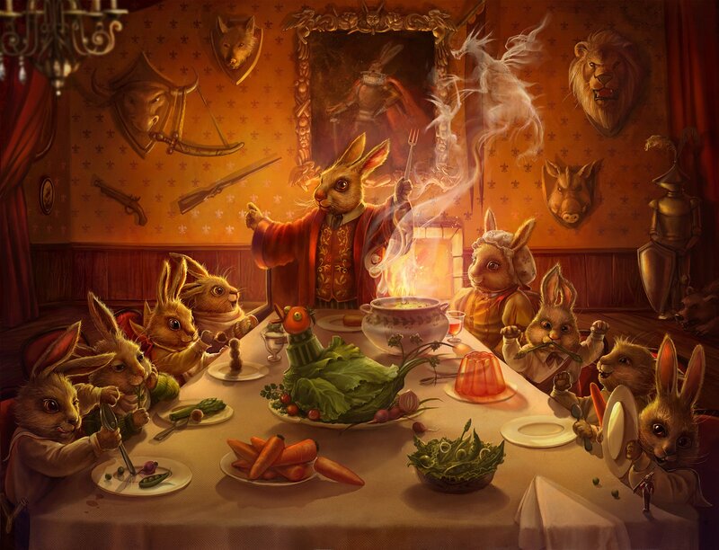 Rabbits at a feast