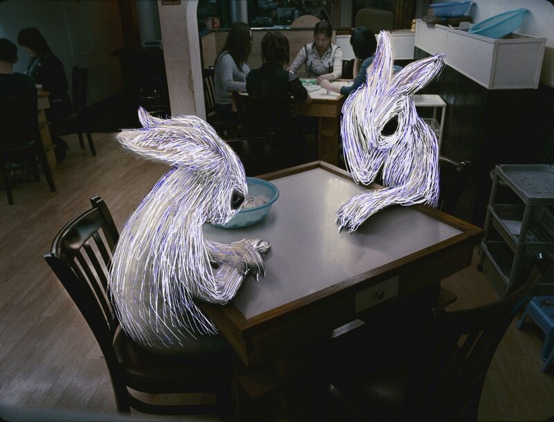 Rabbits at a mahjong table
