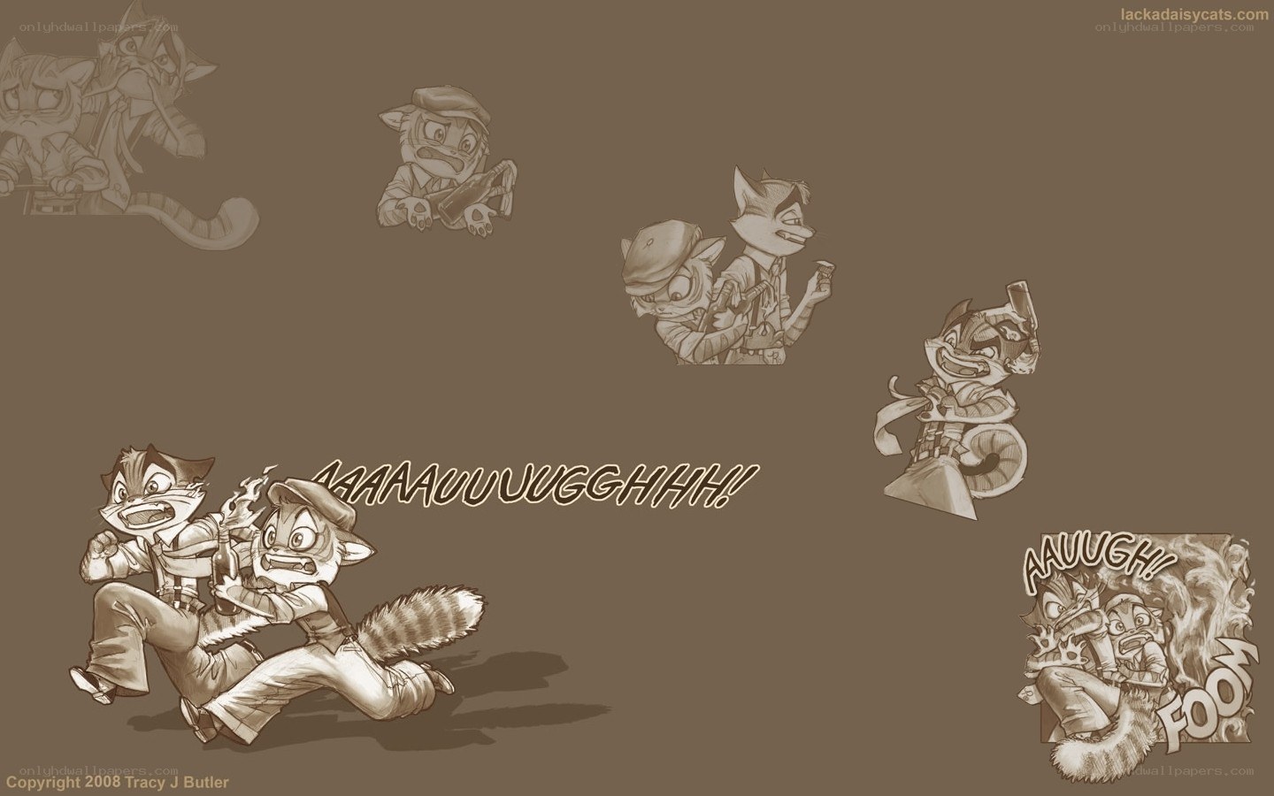 Raccoon characters in action