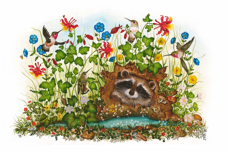 Raccoon in Tree Stump
