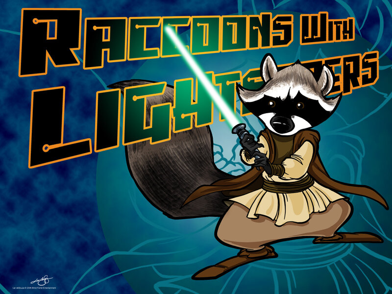 Raccoon Jedi with Lightsaber