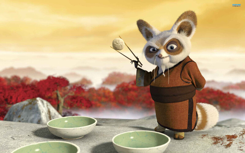 Raccoon Monk with Chopsticks