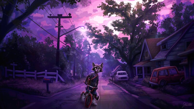 Raccoon on Bicycle