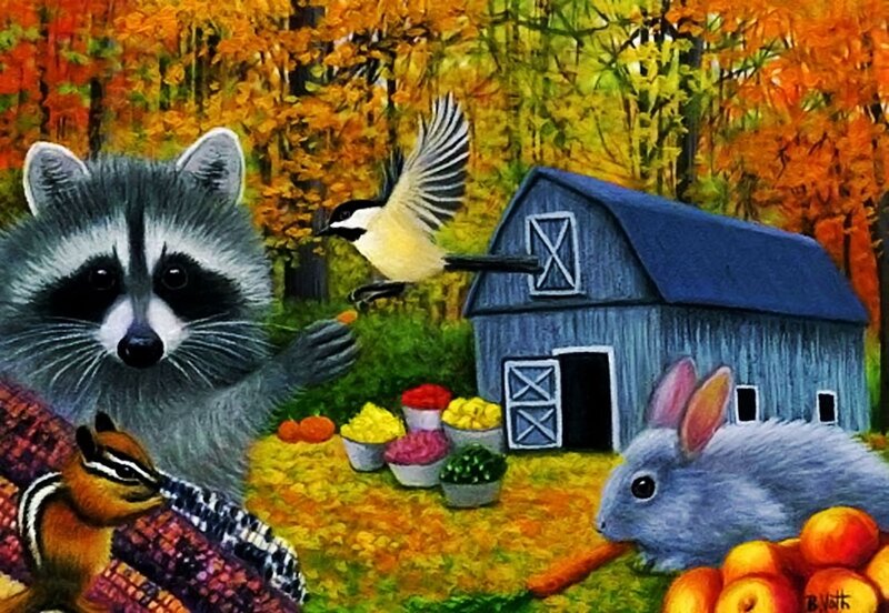 Raccoon with Animals