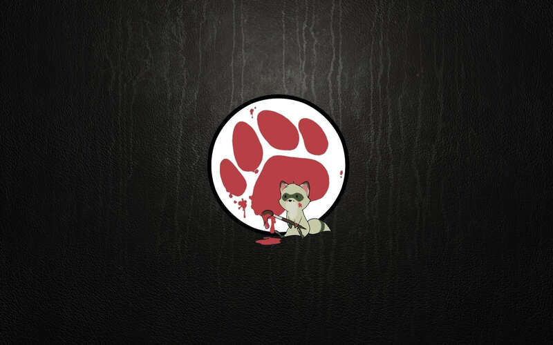 Raccoon with blood paw print