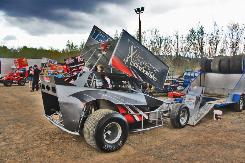 Race car at a dirt track