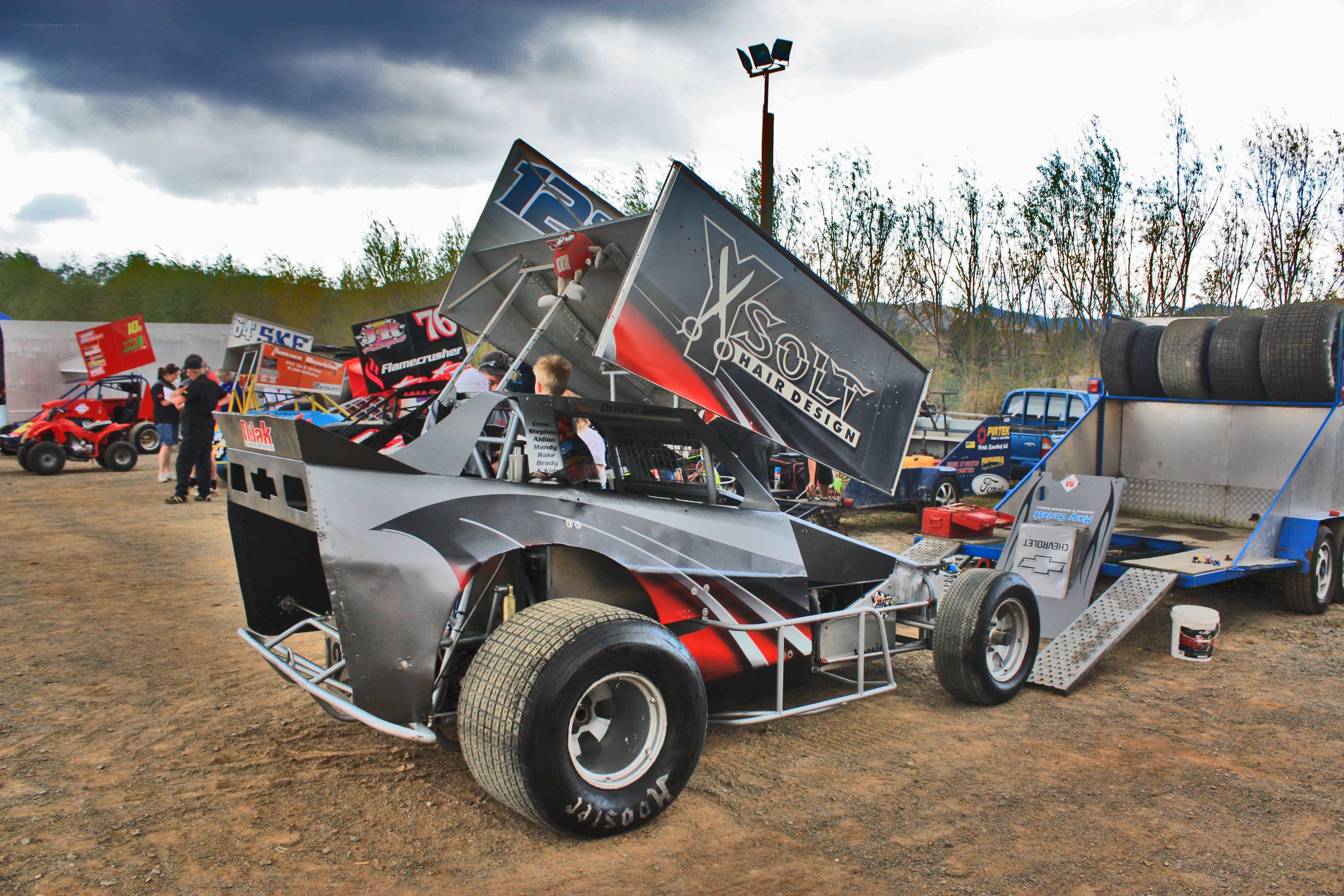 Race car at a dirt track