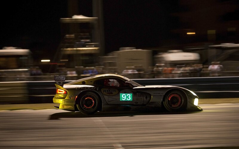 race car at night on track