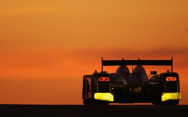 Race car at sunset