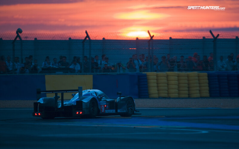 Race car at sunset