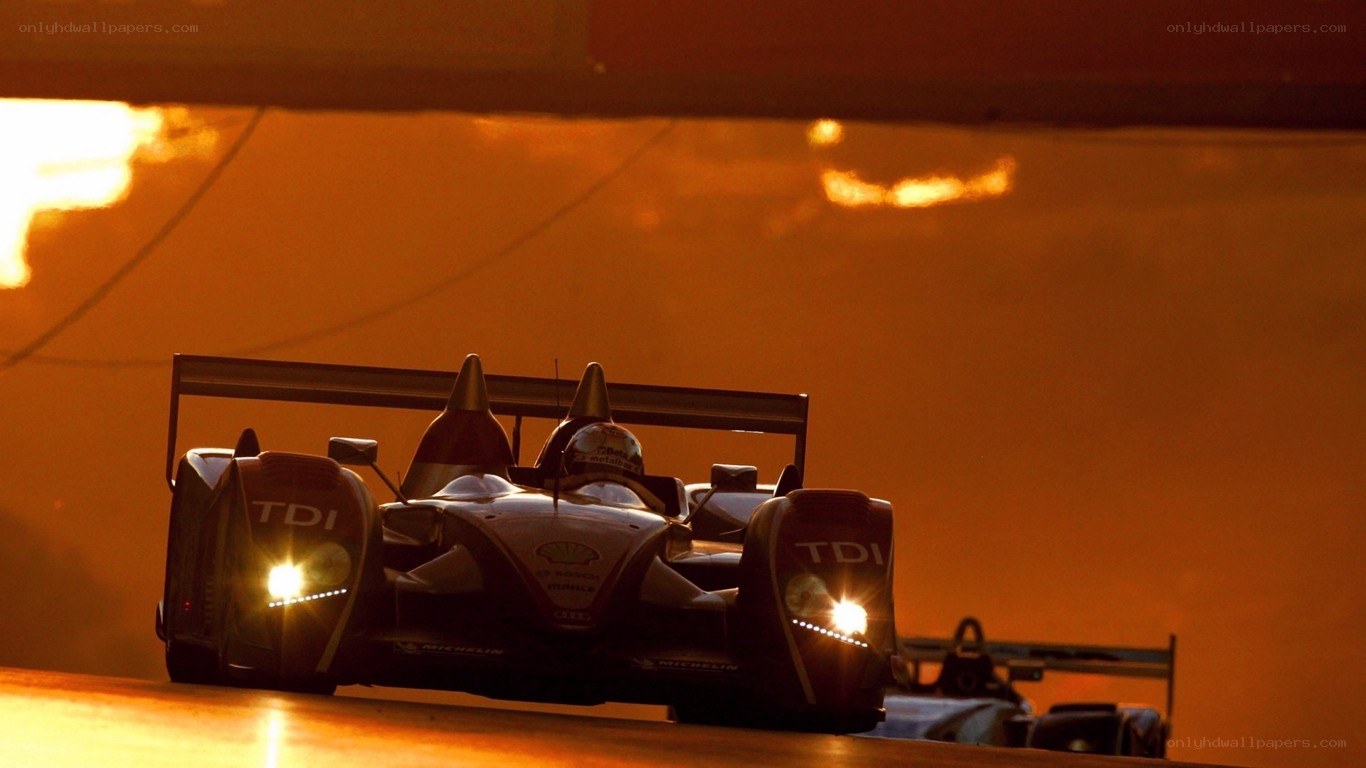 Race car at sunset