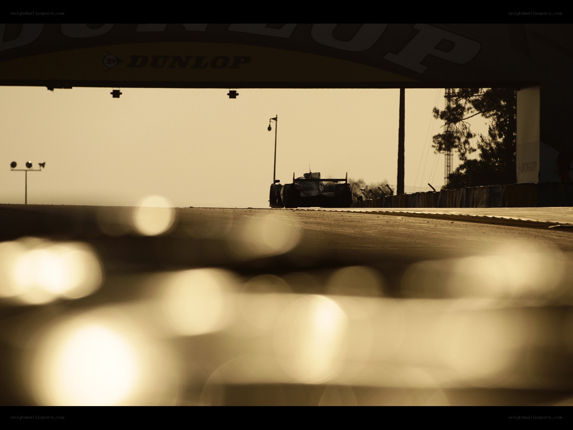 Race car at sunset