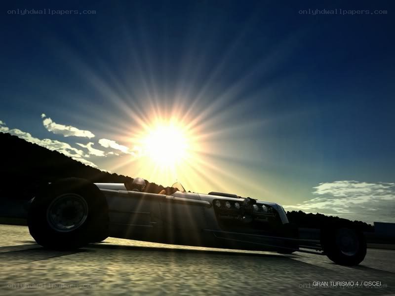 race car at sunset