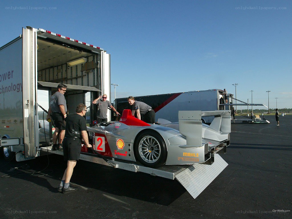 Race car being loaded onto trailer
