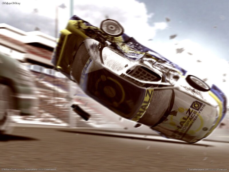 race car crash in mid-air