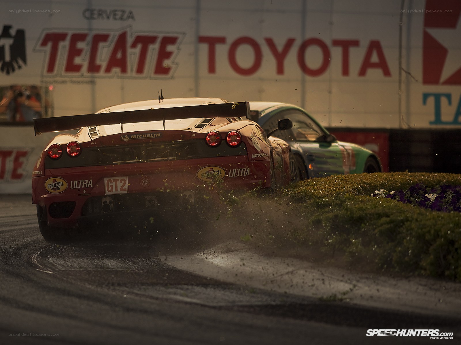 Race car crash on track
