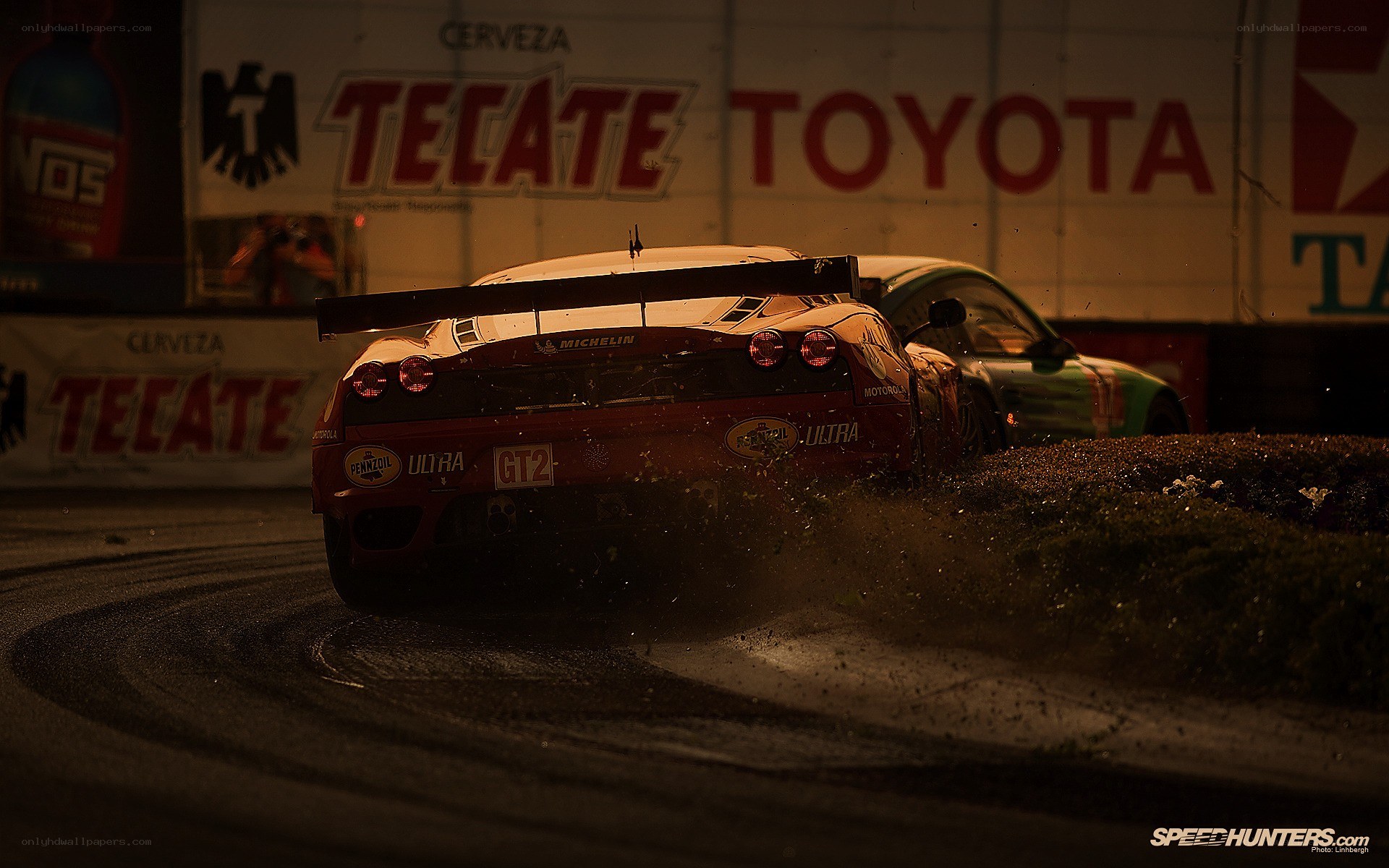 Race car crashes on track