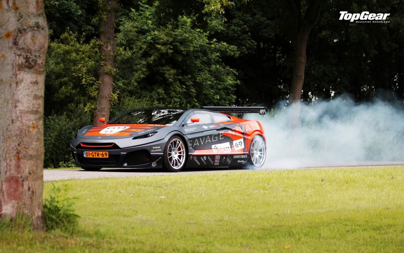 Race Car Drifting — Black, Dynamic, Afternoon