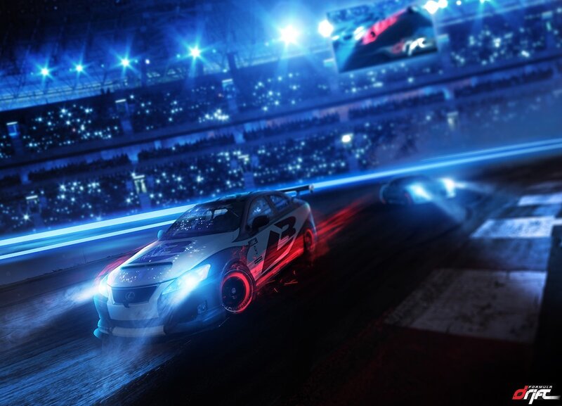 Race Car Drifting — Blue, Dynamic