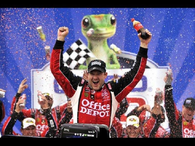 Race Car Driver Celebrating — Blue