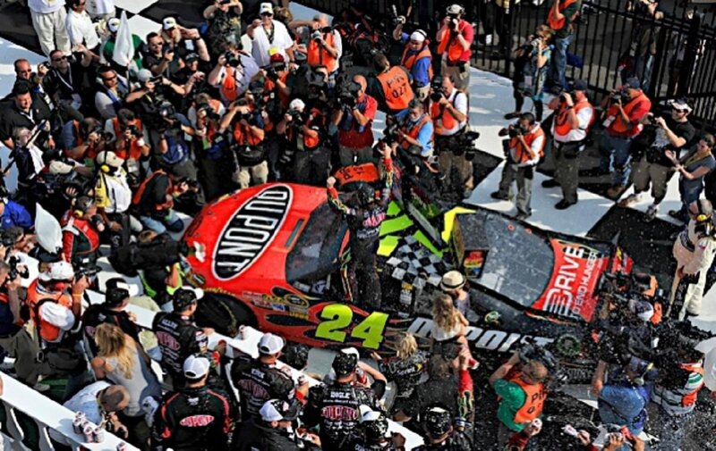 Race Car Driver Celebrating — Red, Celebratory