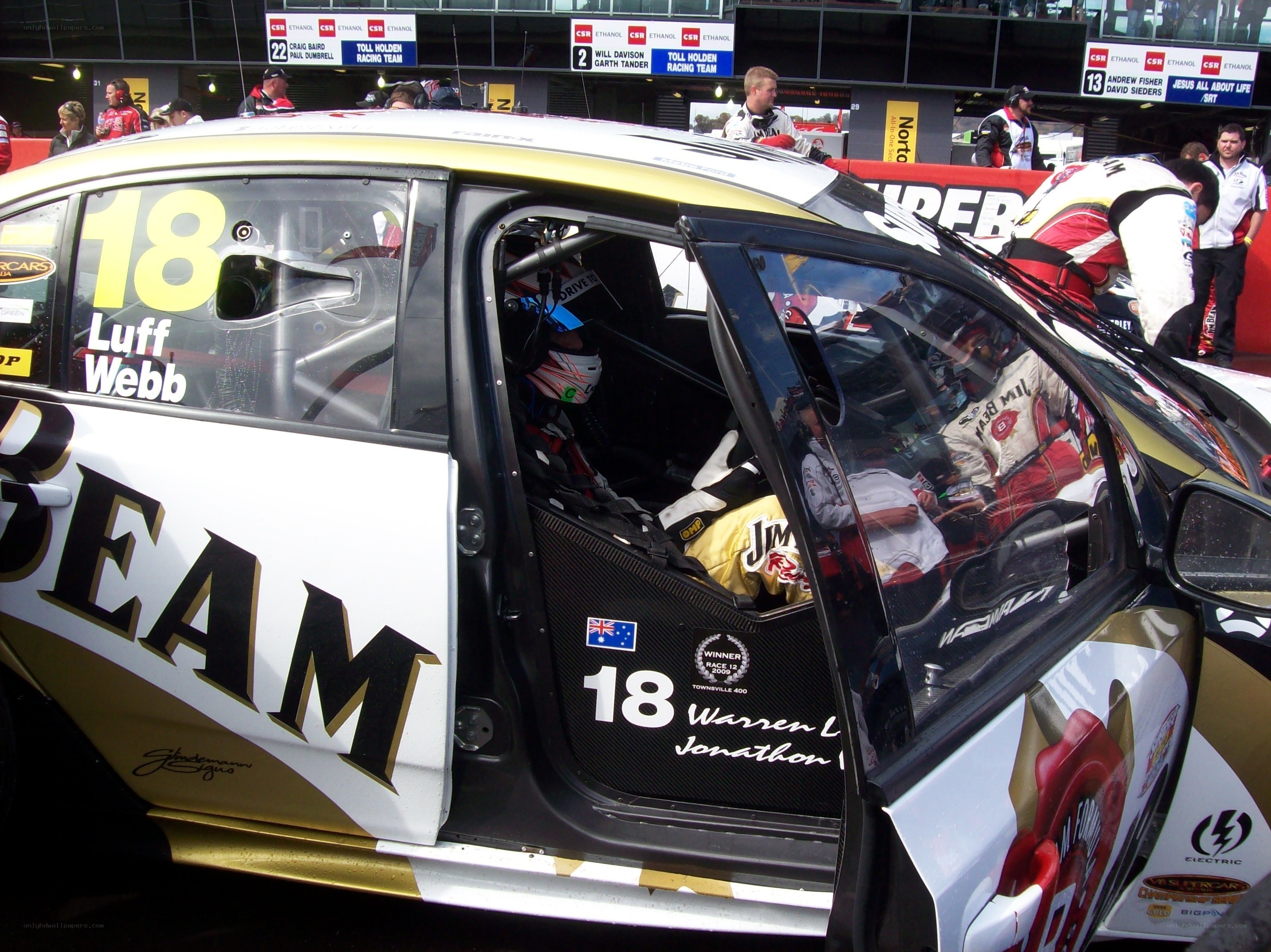 Race car driver in cockpit