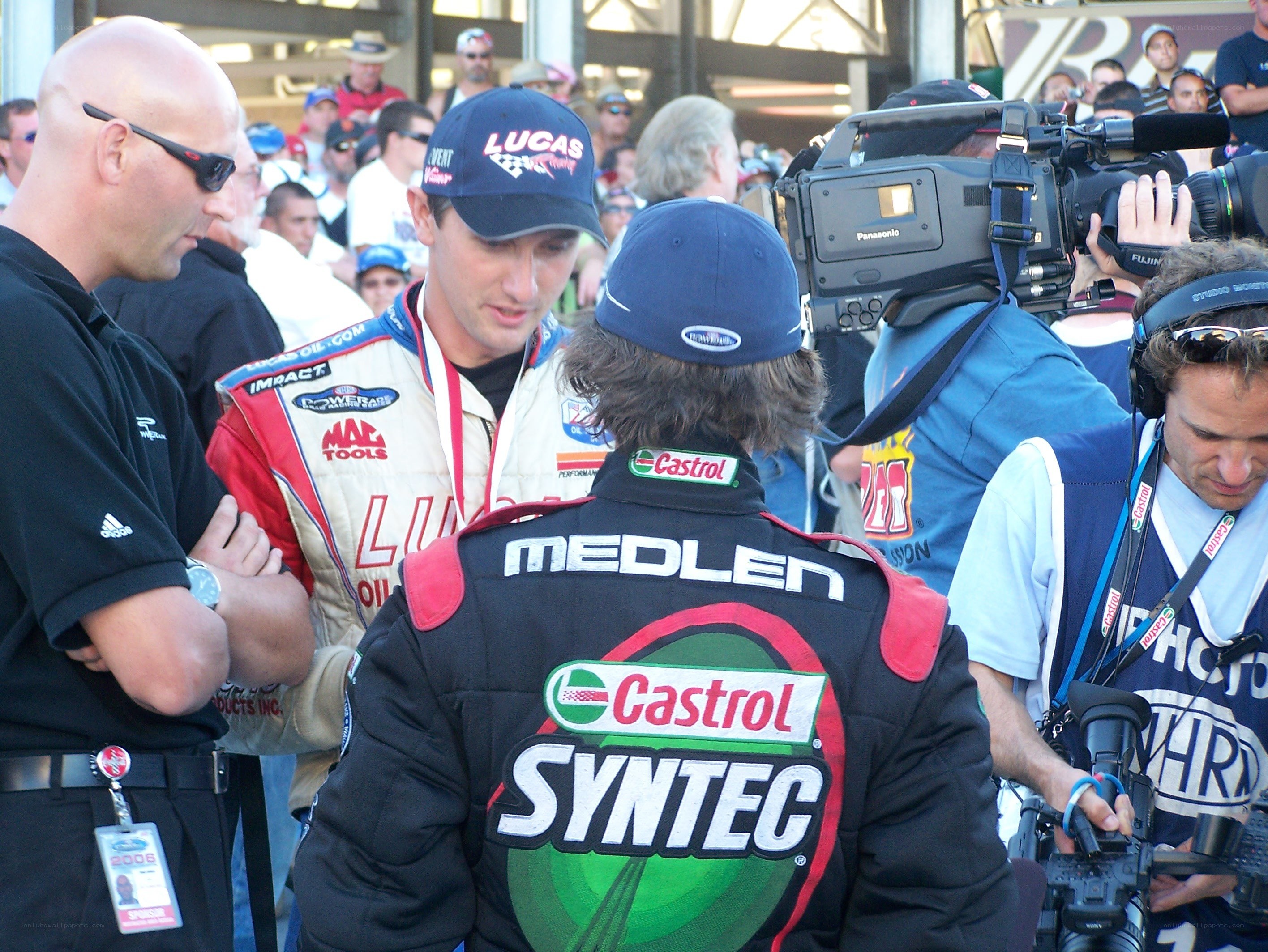Race car drivers at a track