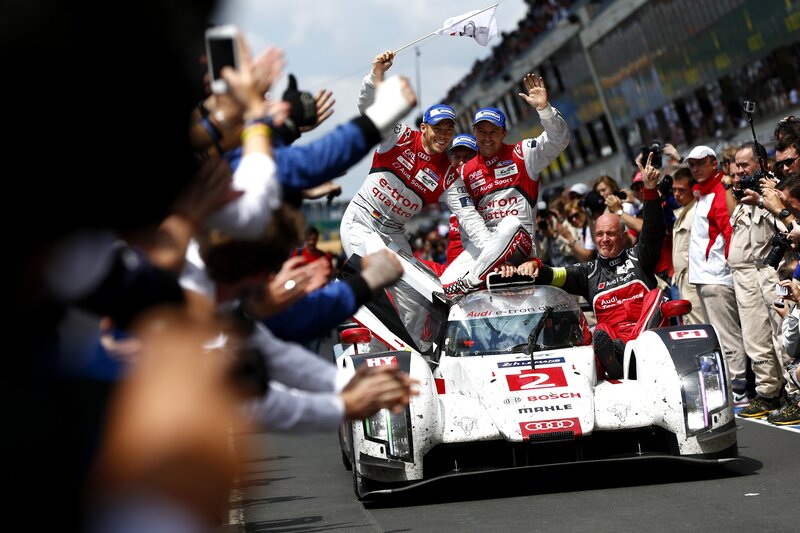 Race Car Drivers Celebrating