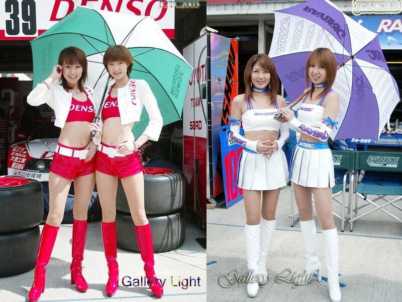 Race car grid girls at a motorsport event