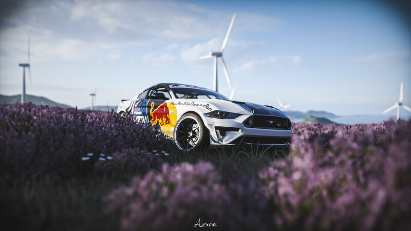 Race Car in Flower Field