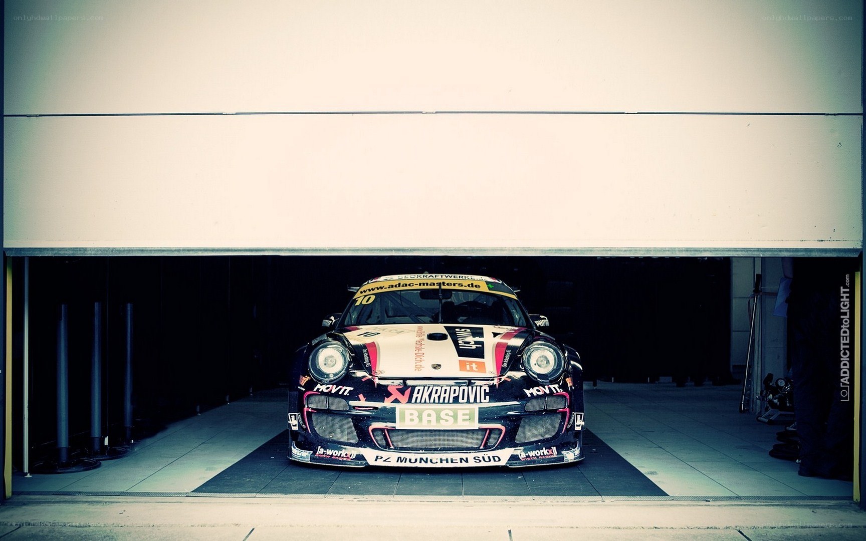 Race car in garage