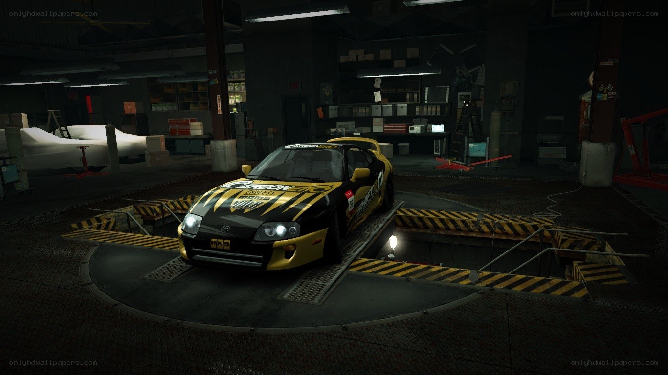 race car in garage