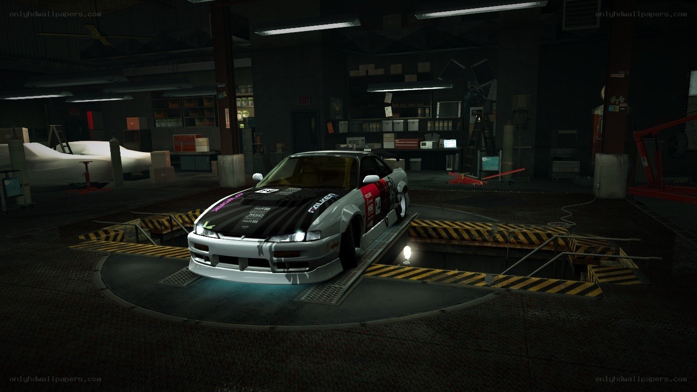 race car in garage